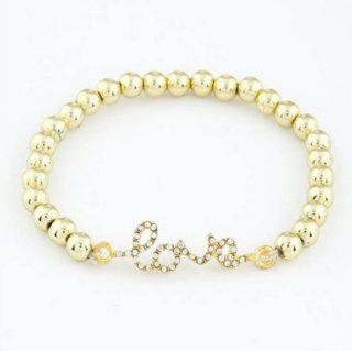 Vintage Love Letter Rhinestones Beads Bracelets Charms Bangles Fashion Jewelry (Silver A) Jewelry