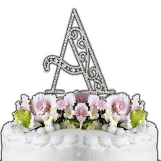 Swarovski Crystal Monogram Cake Topper Vintage Style   Letter B Decorative Cake Toppers Kitchen & Dining