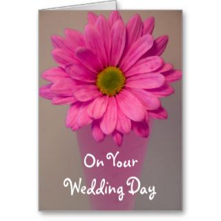 Pink Flower in Vase Wedding Day Card