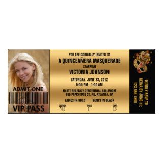 Quinceañera Masquerade VIP Admission Ticket Invitations