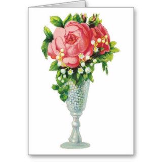 Pink Rose in A Vase Notecard Greeting Cards