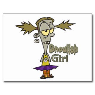 ghoulish girl zombie girl cartoon post cards