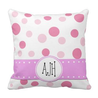 Monogram   Dots, Spots (Dotted Pattern)   Pink Throw Pillow