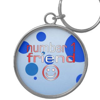 Number 1 Friend in Canadian Flag Colors for Boys Key Chains