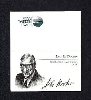John Wooden Autographed Signed UCLA Bruins Business Card   COA   Guaranteed Authentic   Near Mint at 's Sports Collectibles Store