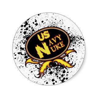 Navy Nuke Spatter with Flaming Font Sticker
