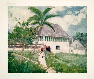 1906 Color Print House Near Bog Walk Jamaica Indigenous People Landscape Black   Original Color Print   Landscape Posters Jamaica