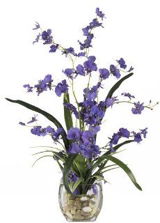 Nearly Natural 1119 PP Dancing Lady Orchid Liquid Illusion Silk Flower Arrangement, Purple   Artificial Mixed Flower Arrangements