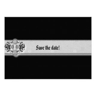 Silver Seal Ribbon Gothic Personalized Invitations