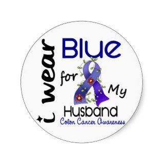 Colon Cancer I Wear Blue For My Husband 43 Sticker