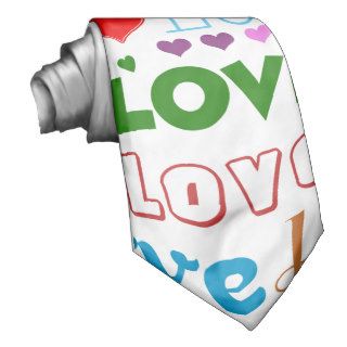 Colorful Love, Hearts   Red Yellow Green Blue Neckwear