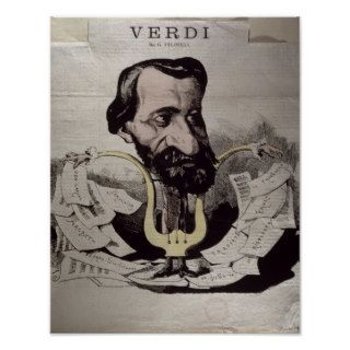 Giuseppe Verdi , caricature, 1860's Print