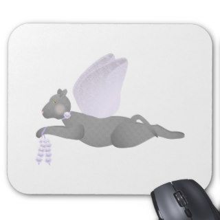 Gray Angel Cat With Purple Wings Mousepads