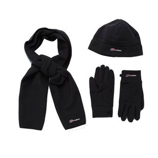 Berghaus Black fleece hat, scarf and gloves set