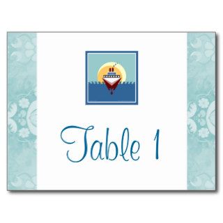 Cruise Party Theme Blue Table Number Cards Post Card