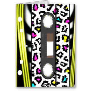 Cassette Tape, cheetah print girly glitter stripes Card