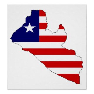 Liberia Flag Map full size Poster