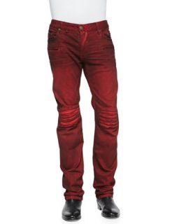 Mens 3D Denim Moto Pants, Red   Robins Jean   Red (33)