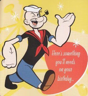 Greeting Card Birthday Card with Sound Popeye "Here's Something You'll Needs on Your Birthday" Health & Personal Care