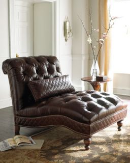 Mocha Leather Chaise   Old Hickory Tannery
