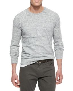 Mens Melange Knit Raglan Sweater, Light Gray   Vince   Light gray (XL)