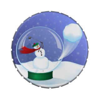 Golf Snowman Snow Globe Jelly Belly Snip Snap Tin Jelly Belly Tin