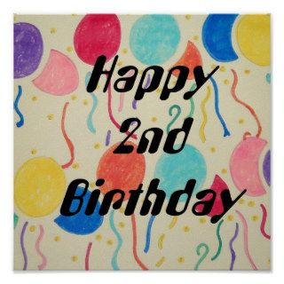 Happy 2nd Birthday Balloons And Streamers Print