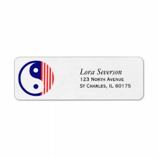 Red White and Blue  Yin Yang Return Address Label