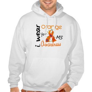 I Wear Orange 43 Awareness MS Multiple Sclerosis Hooded Sweatshirt