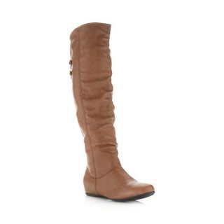Call It Spring Tan Clairday concealed wedge knee high boots