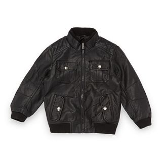 bluezoo Boys black faux leather biker jacket