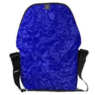 Shiny royal blue wrinkled texture messenger bag