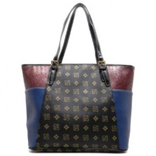 Ostrich Print Handbag Designer Inspired Louis Vuitton Signature Tote Bag   Black Clothing
