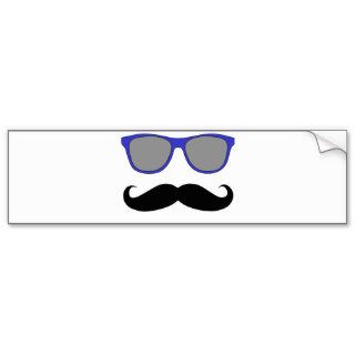 Moustache and Blue Sunglasses Humour Bumper Sticker