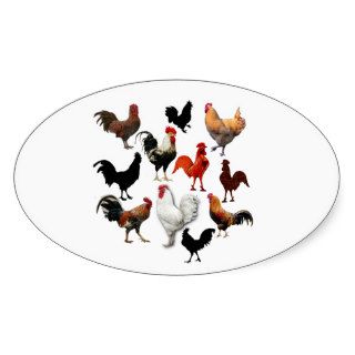 Rooster Collage Vintage Rustic Chickens Sticker