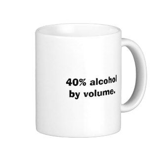 40% alcohol by volume. mugs