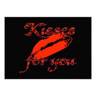 BLACK RED KISSES LIPS GANGSTER LOVE FOR YOU TOUGH PERSONALIZED INVITATIONS