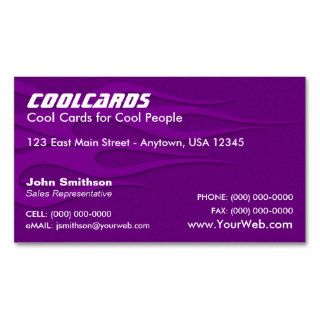 Purple Metal Flake (simulated) Flames Card Business Card Templates