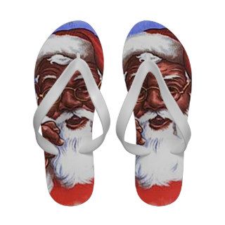 Ethnic Black African American Santa Claus Flip Flops