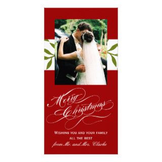 Green Red Newly Weds 1st Christmas Photo Card