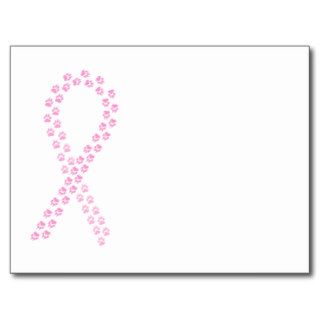 Pink Pawprint Ribbon Post Card