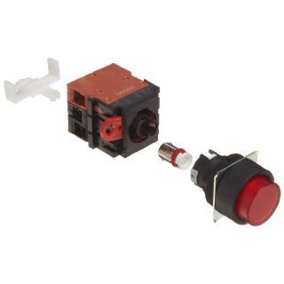 Omron A22L TR 24A 11M Projection Type Pushbutton and Switch, Screw Terminal, LED Lighted, Momentary Operation, Round, Red, 24 VAC/VDC Rated Voltage, Single Pole Single Throw Normally Open and Single Pole Single Throw Normally Closed Contacts Electronic Co