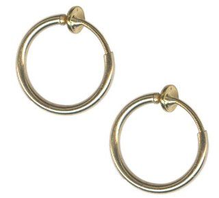 Pair of Medium Size 3/8 inch Gold Color Non Pierced Hoops Clip on Earring Hoops Fake Lip Hoop Fake Nose Hoops Non Pierce Body Jewelry Fake Nose Ring Jewelry