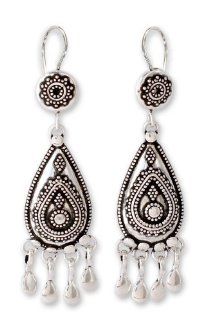 Sterling silver chandelier earrings, 'Silver Dancer'   Sterling Silver Chandelier Earrings Artisan Crafted in India Dangle Earrings Jewelry