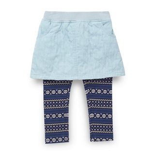 bluezoo Girls blue skirt and navy aztec printed leggings set