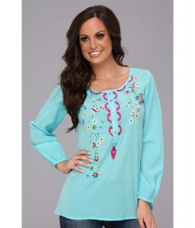 Scully Scully Laila Embroidered Blouse Turquoise