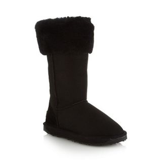 Just Sheepskin Black fold over cuff sheepskin boots