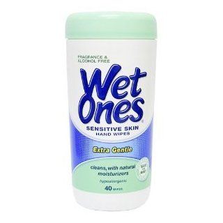 Wet Ones Sensitive Skin Hand & Face Wipes, Extra Gentle 40 Ea (2 Pack) Health & Personal Care