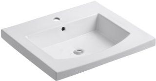 Kohler K 2956 1 0 Persuade Curv Top and Basin Lavatory with Single Hole Faucet Drilling, White   Vanity Sinks  