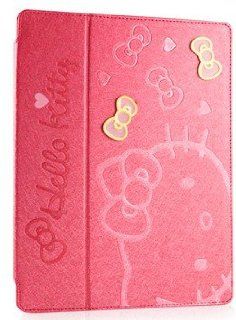HELPYOU Red ipad 5 Lovely Cute Hello Kitty Bowknot Skin PU Faux Stand Leather Case Protective Cover for Apple Ipad 5 iPad Air Cell Phones & Accessories